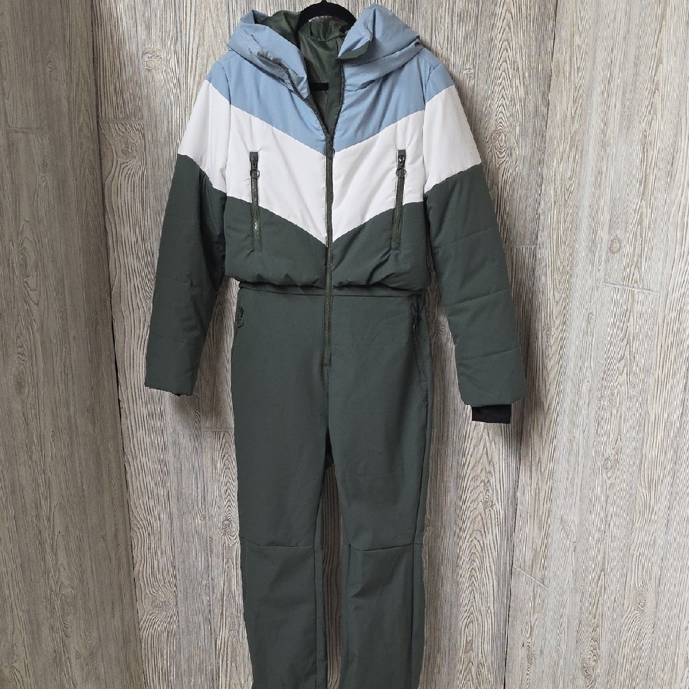 Fisoew One Piece Ski Snow Suit Army Green Womens Size Medium
